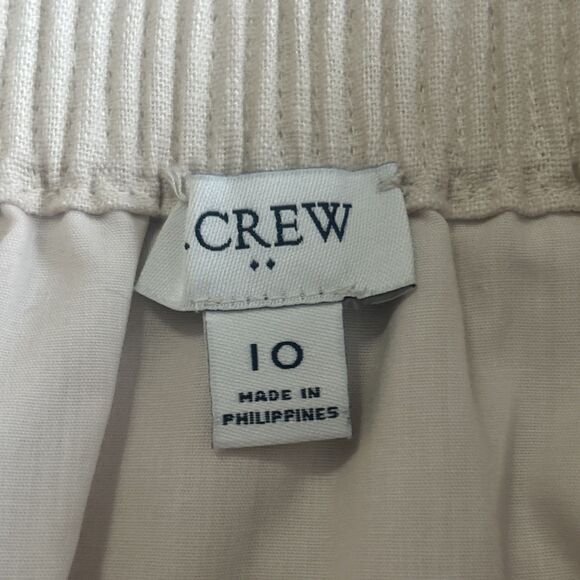 J Crew City Skirt Womens 10 Stretch Waist Pull On Pockets Beige Linen Cotton - Picture 4 of 8